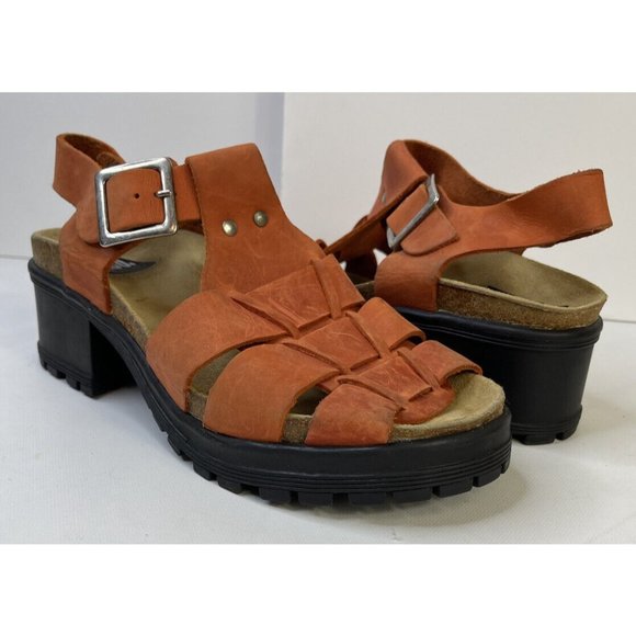 Vintage Chunky Platform Leather Heeled Fisherman Sandals by 9&Co. - Picture 4 of 9